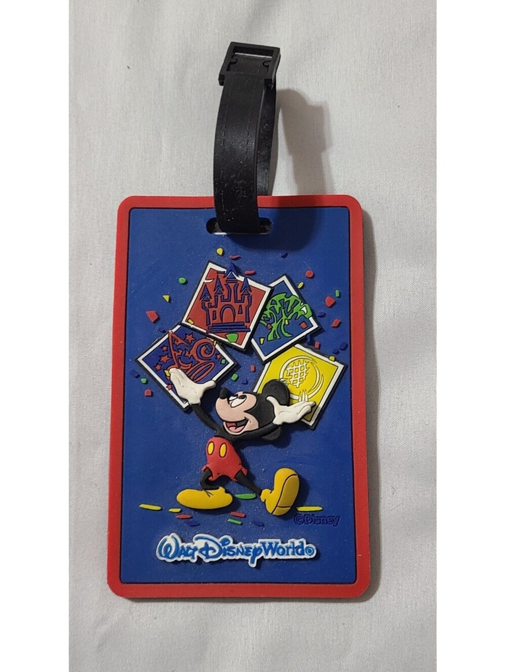 Walt Disney World Luggage 3D Tag Sz 4x2.75 Multicolor Mickey Mouse Hanging Strap